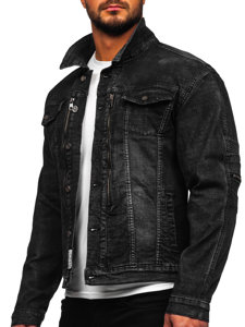 Giacca in jeans da uomo nera Bolf MJ508N