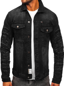 Giacca in jeans da uomo nero Bolf MJ523N