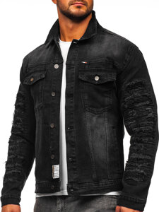 Giacca in jeans da uomo nero Bolf MJ523N