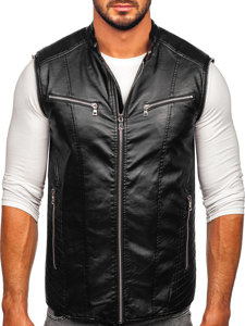 Giacca in pelle biker con maniche staccabili da uomo nera Bolf 11Z8011