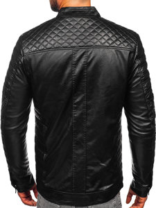 Giacca in pelle biker da uomo nera Bolf 11Z8002