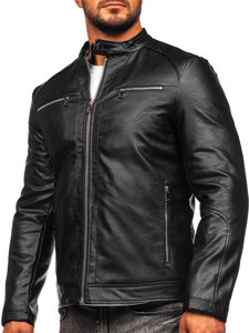 Giacca in pelle da uomo nero Bolf 11Z8003-A