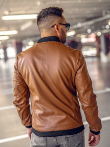 Giacca in pelle tipo bomber da uomo marrone Bolf 6803B