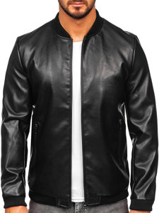 Giacca in pelle tipo bomber da uomo nera Bolf 11Z8015