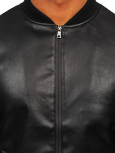 Giacca in pelle tipo bomber da uomo nera Bolf 11Z8015