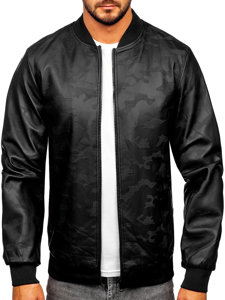 Giacca in pelle tipo bomber da uomo nera Bolf 3A63