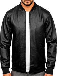 Giacca in pelle tipo bomber da uomo nera Bolf 3A65