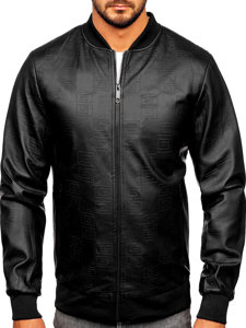 Giacca in pelle tipo bomber da uomo nera Bolf 3A65