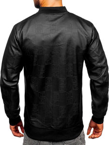 Giacca in pelle tipo bomber da uomo nera Bolf 3A65