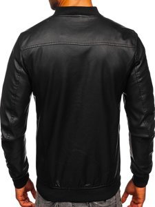 Giacca in pelle tipo bomber da uomo nera Bolf HK05