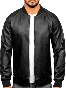 Giacca in pelle tipo bomber da uomo nera Denley 3A66