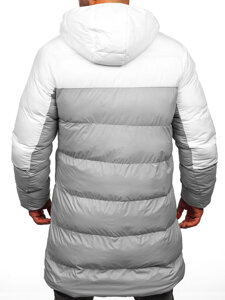 Giacca invernale lunga da uomo bianco y grigio Bolf CS1007