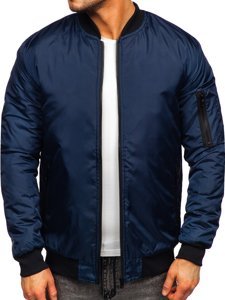 Giacca mezza stagione tipo bomber da uomo blu Bolf AK95