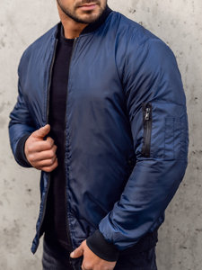 Giacca mezza stagione tipo bomber da uomo blu Bolf AK95A