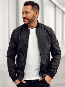 Giacca mezza stagione tipo bomber da uomo nera Bolf 7116A