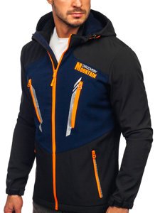 Giacca mezza stagione tipo softshell da uomo nero-blu Bolf HH022