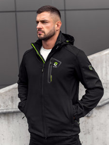 Giacca softshell di mezza stagione da uomo nero-verde Bolf WX085