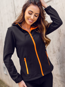 Giacca softshell mezza stagione da donna nero-arancione Bolf HH018