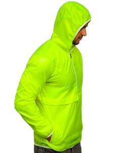 Giacca sportiva di mezza stagione a vento con cappuccio da uomo giallo-fluorescente BOLF 5061