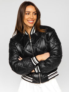 Giacca trapuntata mezza stagione tipo bomber da donna nera Bolf 82556