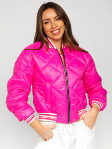 Giacca trapuntata mezza stagione tipo bomber da donna rosa Bolf 82556