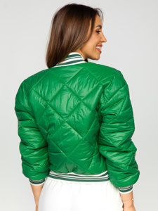 Giacca trapuntata mezza stagione tipo bomber da donna verde Bolf 82556