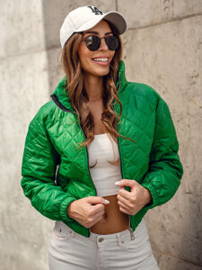 Giacca trapuntata mezza stagione tipo bomber da donna verde Bolf 82622