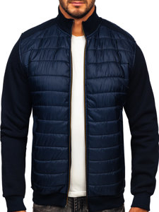 Giacca trapuntata mezza stagione tipo bomber da uomo blu Bolf 146307