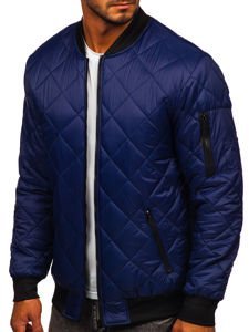 Giacca trapuntata mezza stagione tipo bomber da uomo blu Bolf MY-01A