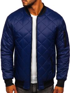 Giacca trapuntata mezza stagione tipo bomber da uomo blu Bolf MY-01A