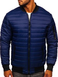 Giacca trapuntata mezza stagione tipo bomber da uomo blu Bolf MY-02A