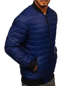 Giacca trapuntata mezza stagione tipo bomber da uomo blu Bolf MY-02A