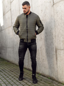 Giacca trapuntata mezza stagione tipo bomber da uomo khaki Bolf MY-02A