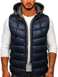 Gilet con cappuccio da uomo blu Bolf 2909