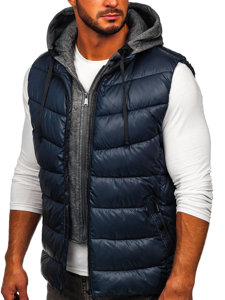 Gilet con cappuccio da uomo blu Bolf 2909