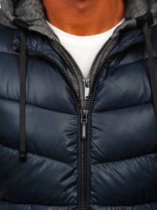 Gilet con cappuccio da uomo blu Bolf 2909