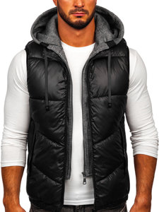 Gilet con cappuccio da uomo nero Bolf 2908