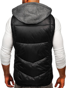 Gilet con cappuccio da uomo nero Bolf 2908