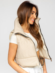 Gilet corto trapuntato da donna beige Bolf 82330