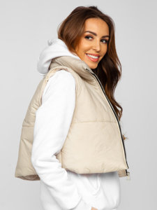 Gilet corto trapuntato da donna beige Bolf 82330