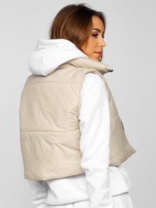 Gilet corto trapuntato da donna beige Bolf 82330