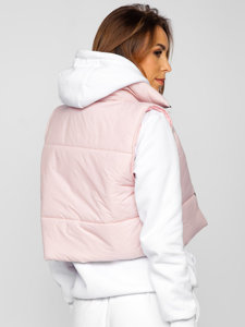 Gilet corto trapuntato da donna rosa chiaro Bolf 82330