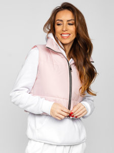 Gilet corto trapuntato da donna rosa chiaro Bolf 82330