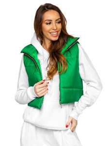 Gilet corto trapuntato da donna verde Bolf 82330