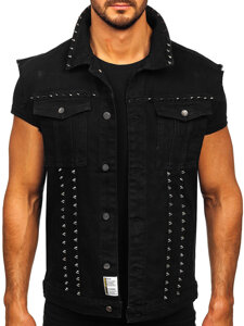 Gilet in jeans da uomo nero Bolf MJ545N