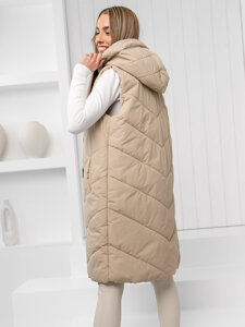 Gilet lungo trapuntato da donna beige Bolf 5M3152