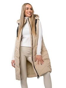 Gilet lungo trapuntato da donna beige Bolf 5M3152