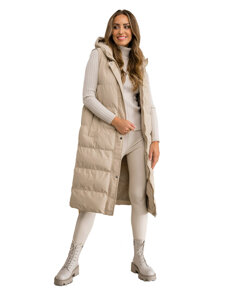 Gilet lungo trapuntato da donna beige Bolf 5M728