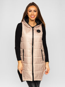 Gilet lungo trapuntato da donna beige Bolf B0122