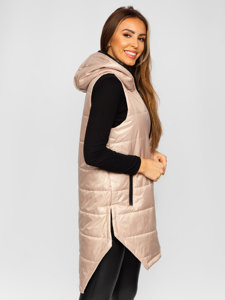 Gilet lungo trapuntato da donna beige Bolf B0122